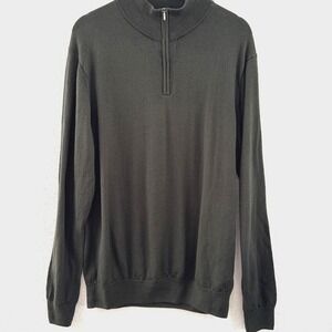 Goodthreads 100% Merino Wool Quarter Zip Sweater Olive Green Men's Size XL